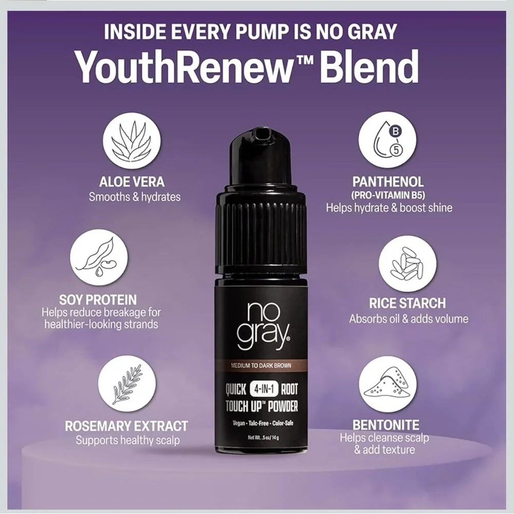No Gray Black Quick 4-in-1 Root Touch Up Powder